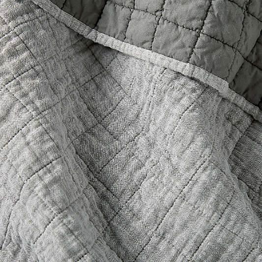 Grey Belgian Flax Linen Quilt King