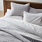 Grey Belgian Flax Linen Quilt Full/Queen | Crate & Barrel