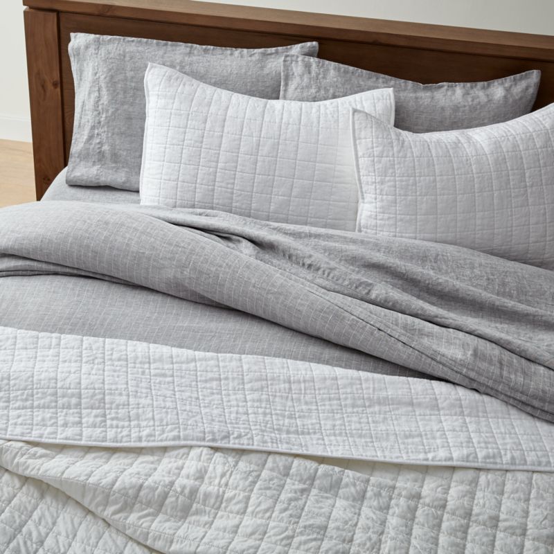 Warm White Belgian Flax Linen Sham King + Reviews | Crate & Barrel