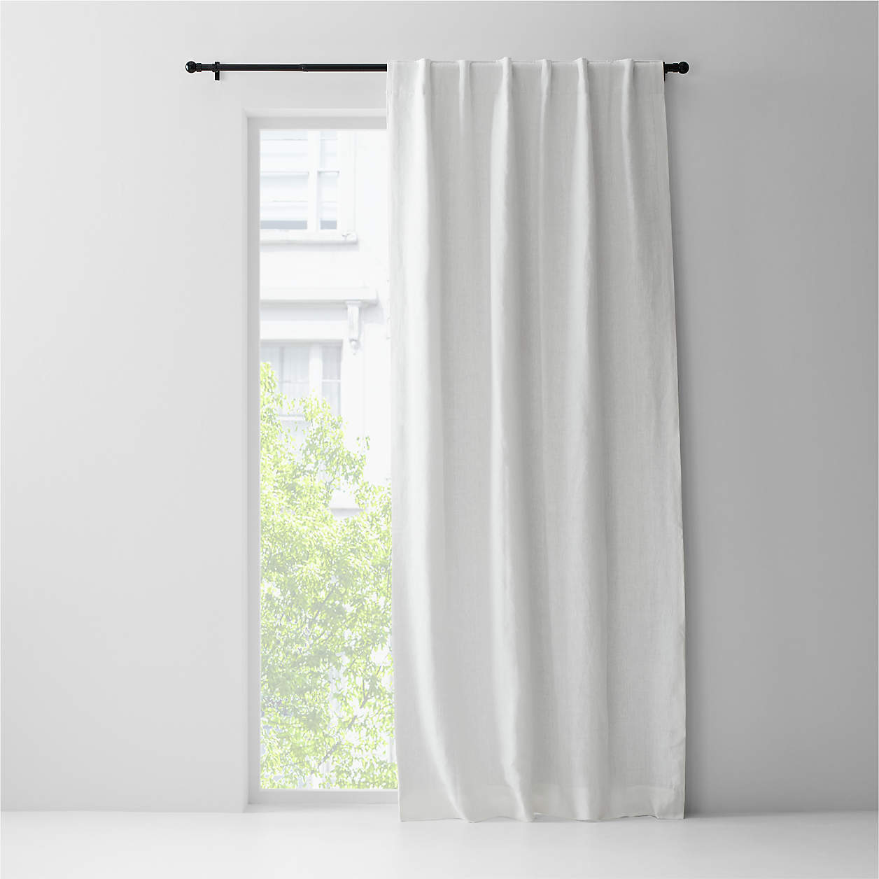 Crisp White EUROPEAN FLAX Certified Linen Blackout Window Curtain