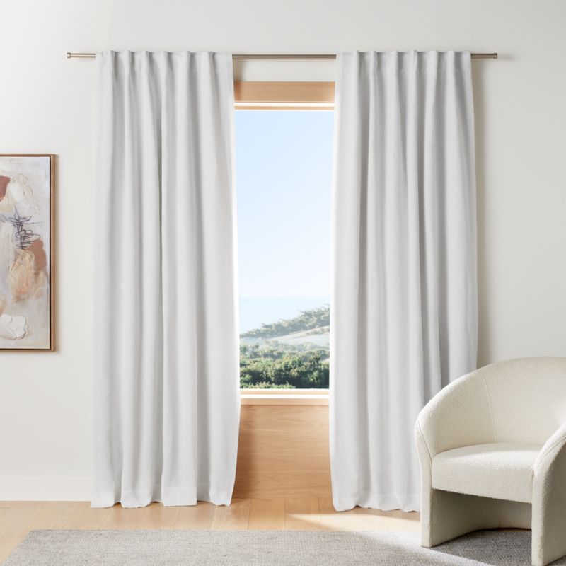 Crisp White EUROPEAN FLAX -Certified Linen Blackout Window Curtain