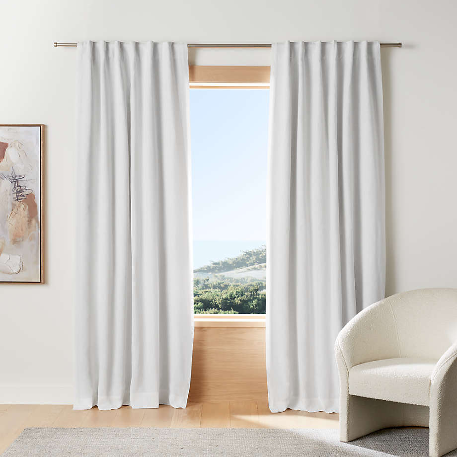 Crisp White EUROPEAN FLAX Certified Linen Blackout Window Curtain