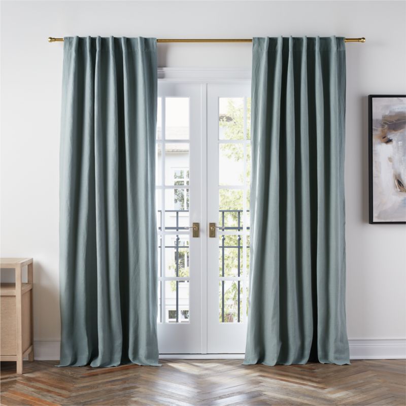 Mist Blue EUROPEAN FLAX ™-Certified Linen Blackout Window Curtain Panel 52"x120" - image 0 of 8