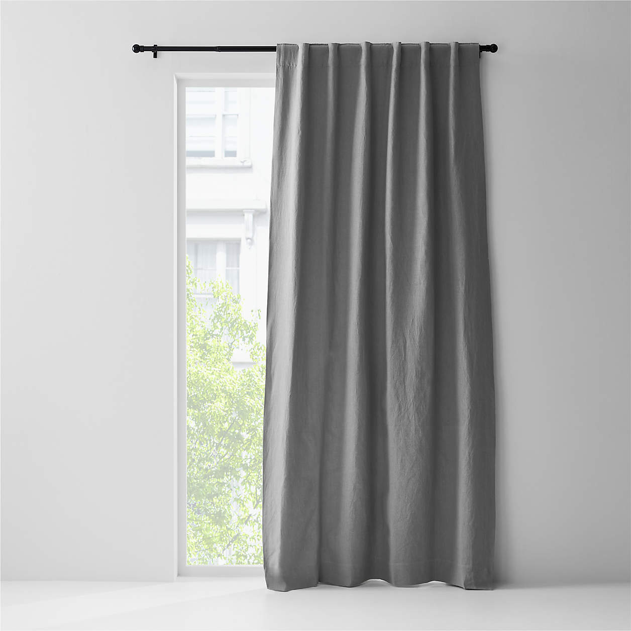 Pebble Grey European Flax Certified Linen Blackout Window Curtain