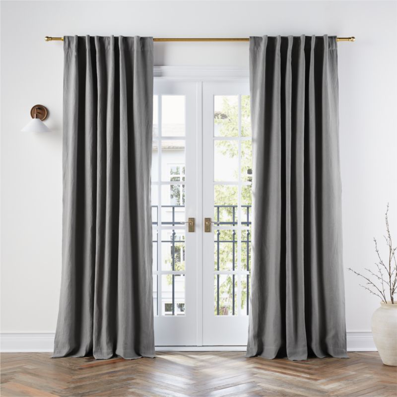 Pebble Grey EUROPEAN FLAX ™-Certified Linen Blackout Window Curtain Panel 52"x96" - image 0 of 8