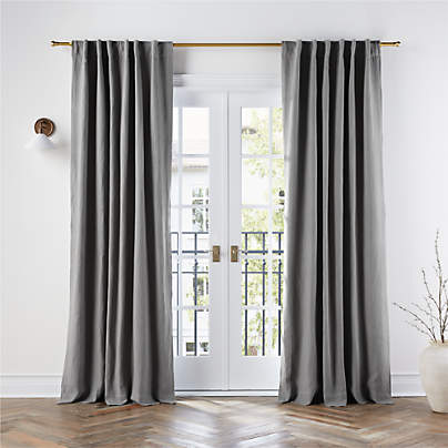 Pebble Grey EUROPEAN FLAX ™-Certified Linen Blackout Window Curtain Panel 52"x96"