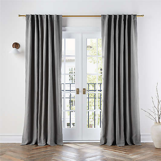 Pebble Grey EUROPEAN FLAX ™-Certified Linen Blackout Window Curtain Panel 52"x96"