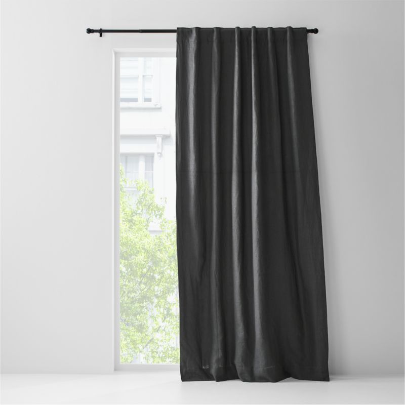 Storm Grey European Flax Certified Linen Blackout Window Curtain Panel