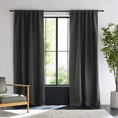 Storm Grey EUROPEAN FLAX ™-Certified Linen Blackout Window Curtain Panel 52"x120"