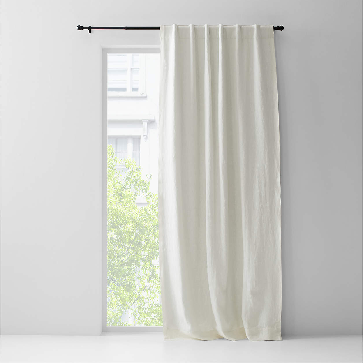 Ivory European Flax Certified Linen Window Curtain Panel 52"x84" Crate & Barrel Canada