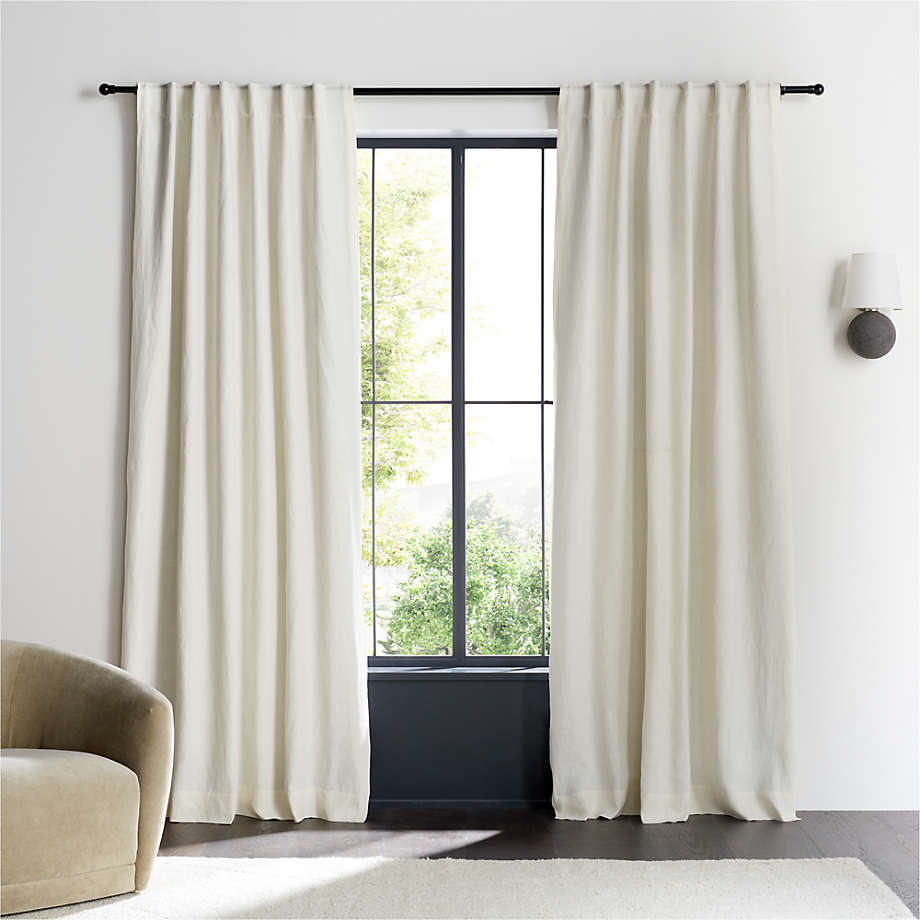 Ivory European Flax ®-Certified Linen Blackout Window Curtain Panel 52"x96"