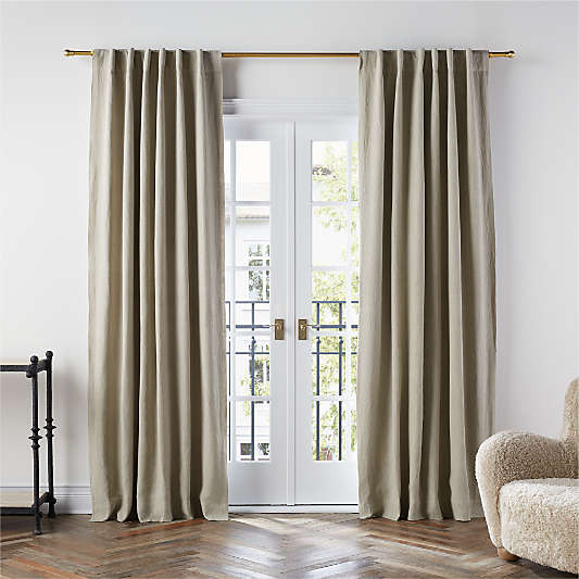 Warm Beige EUROPEAN FLAX ™-Certified Linen Blackout Window Curtain Panel 52"x96"