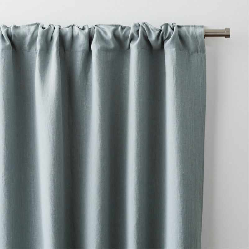 Mist Blue EUROPEAN FLAX -Certified Linen Window Curtain Panel 52