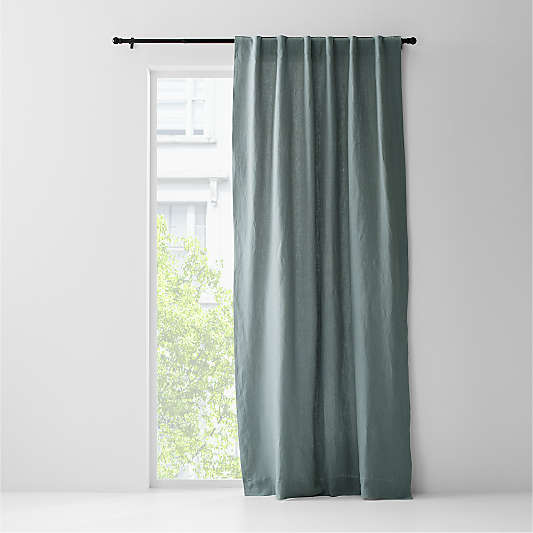 Mist Blue European Flax ®-Certified Linen Blackout Window Curtain Panel