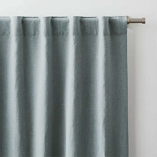 Mist Blue EUROPEAN FLAX ™-Certified Linen Window Curtain Panel 52"x96"