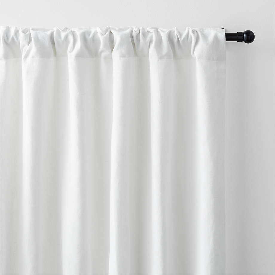 Crisp White European Flax ®-Certified Linen Window Curtain Panel 52"x108"