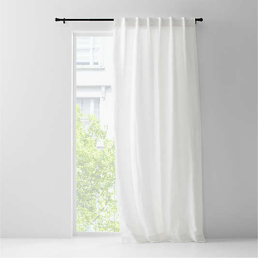 Crisp White European Flax ®-Certified Linen Blackout Window Curtain Panel