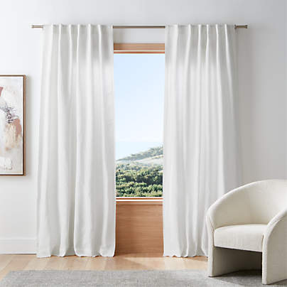 Crisp White EUROPEAN FLAX ™-Certified Linen Window Curtain Panel 52"x84"