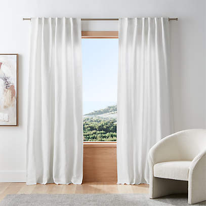 Striped Linen Curtain Panel. Washed Linen Curtain With
