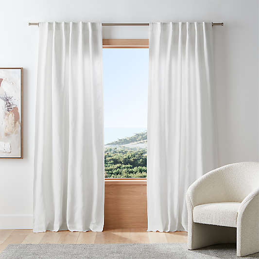 Crisp White EUROPEAN FLAX ™-Certified Linen Window Curtain Panels