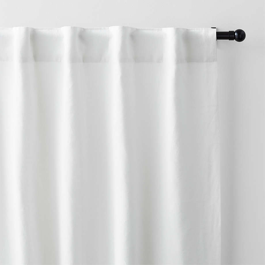Crisp White European Flax ®-Certified Linen Window Curtain Panel 52"x96"