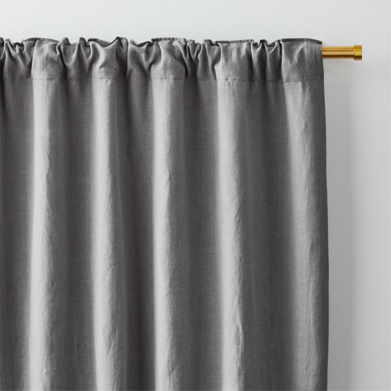 Pebble Grey EUROPEAN FLAX ™-Certified Linen Blackout Window Curtain Panel 52"x96" - image 4 of 8