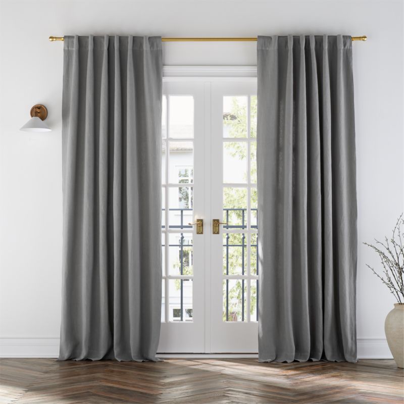 Pebble Grey EUROPEAN FLAX ™-Certified Linen Blackout Window Curtain Panel 52"x96" - image 2 of 8