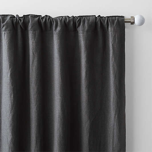 Storm Grey EUROPEAN FLAX ™-Certified Linen Blackout Window Curtain Panel 52"x84"