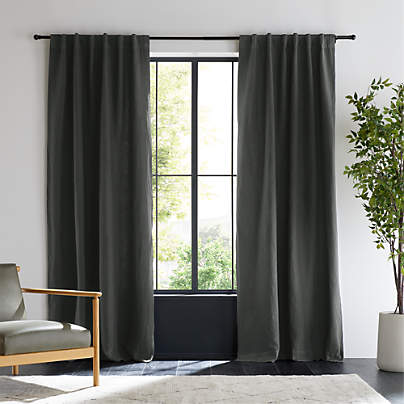 Storm Grey EUROPEAN FLAX ™-Certified Linen Window Curtain Panel 52"x96"