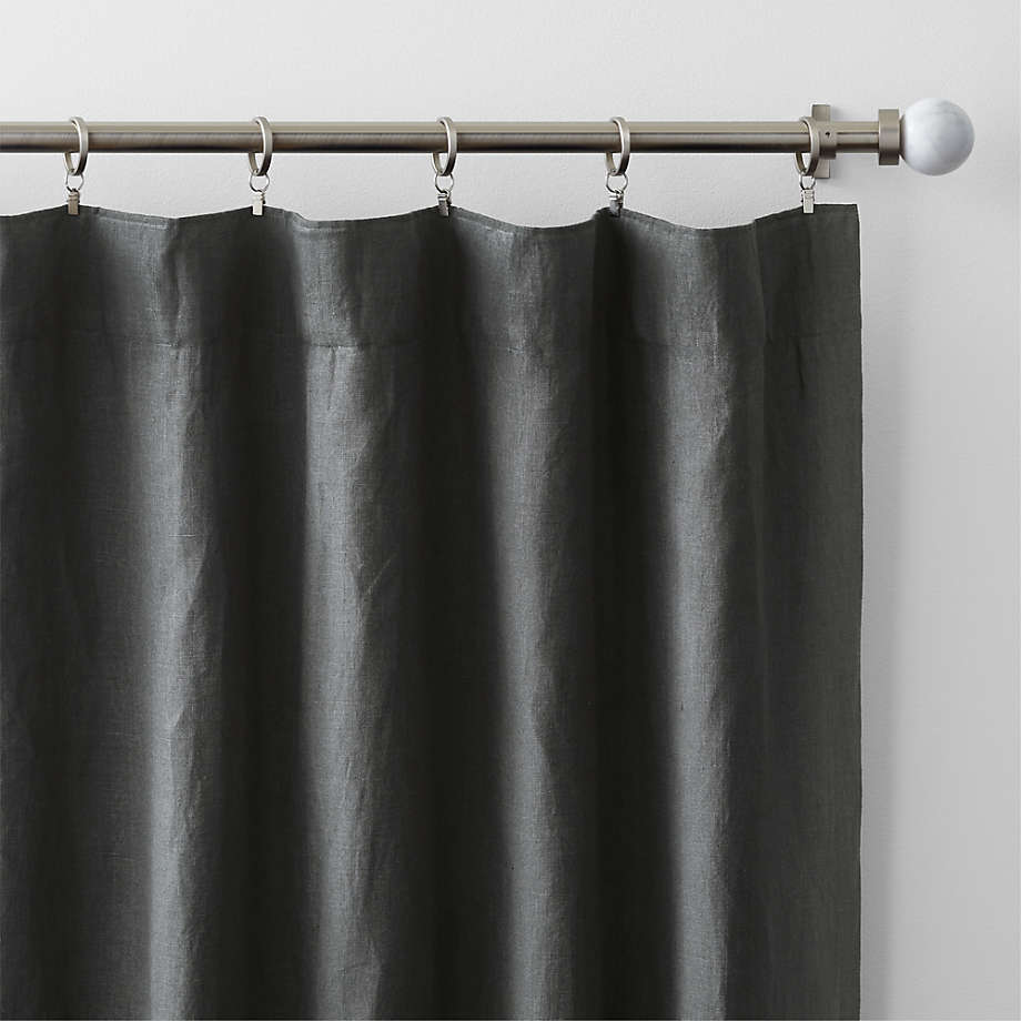 Storm Grey European Flax ®-Certified Linen Window Curtain Panel 52"x84"