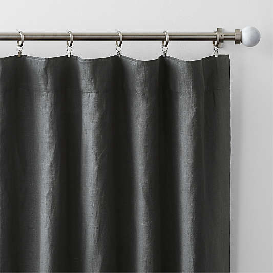 Storm Grey EUROPEAN FLAX ™-Certified Linen Blackout Window Curtain Panel 52"x84"