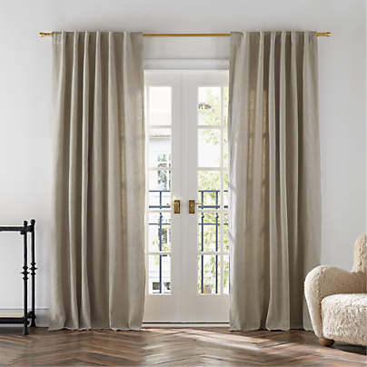 Warm Beige EUROPEAN FLAX ™-Certified Linen Window Curtain Panel 52"x84"