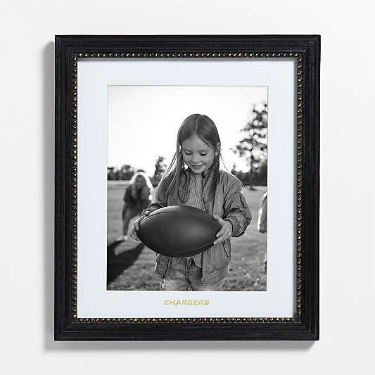 NFL Los Angeles Chargers Belgium Black with Gold Bead Wood 11x14 Wall Picture Frame
