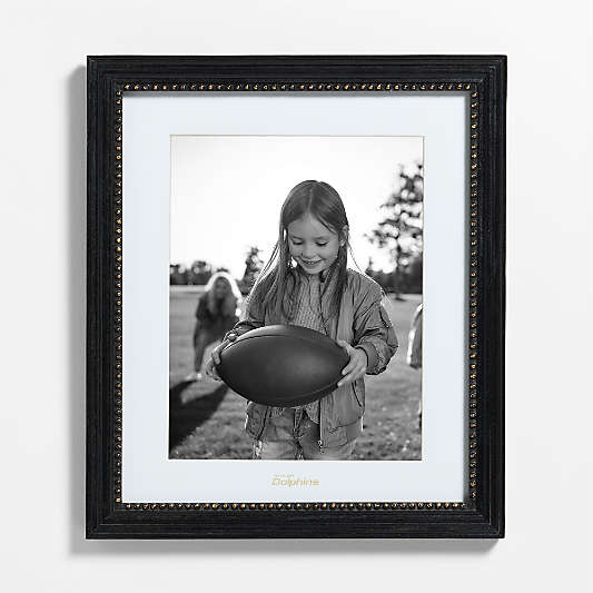 NFL Miami Dolphins Belgium Black with Gold Bead Wood 11x14 Wall Picture Frame