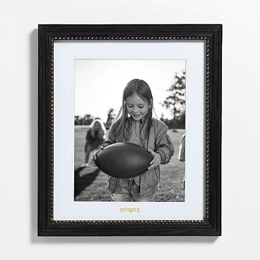 NFL New England Patriots Belgium Black with Gold Bead Wood 11x14 Wall Picture Frame
