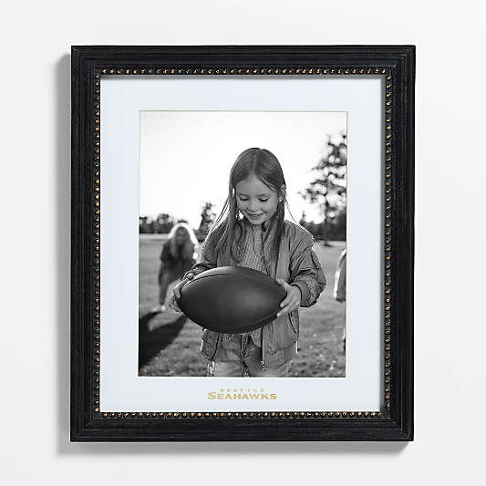 NFL Seattle Seahawks Belgium Black with Gold Bead Wood 11x14 Wall Picture Frame
