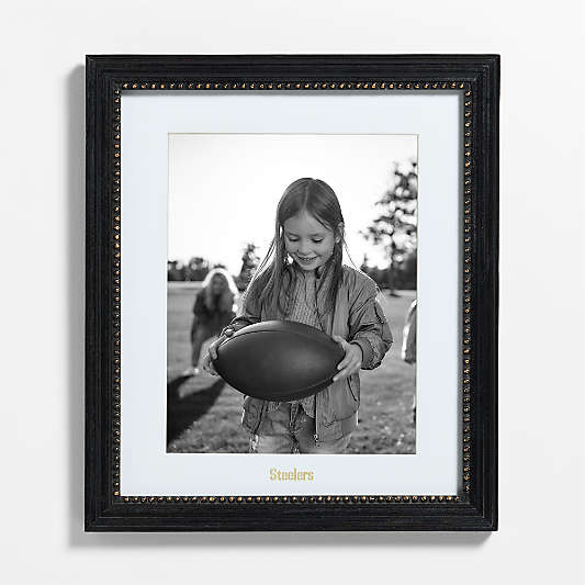 NFL Pittsburgh Steelers Belgium Black with Gold Bead Wood 11x14 Wall Picture Frame