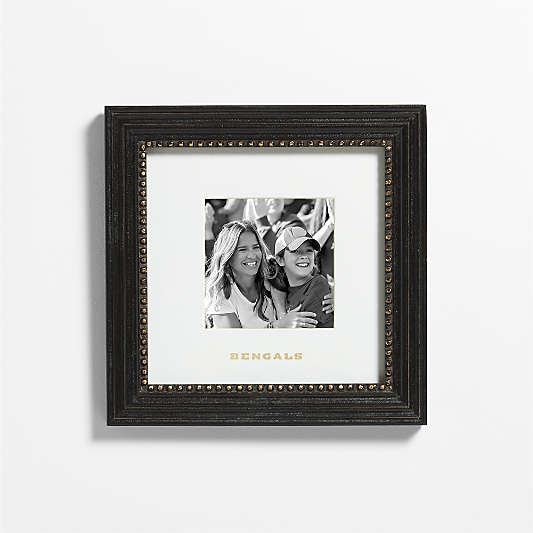 NFL Cincinnati Bengals Belgium Black with Gold Bead Wood 5x5 Wall Picture Frame