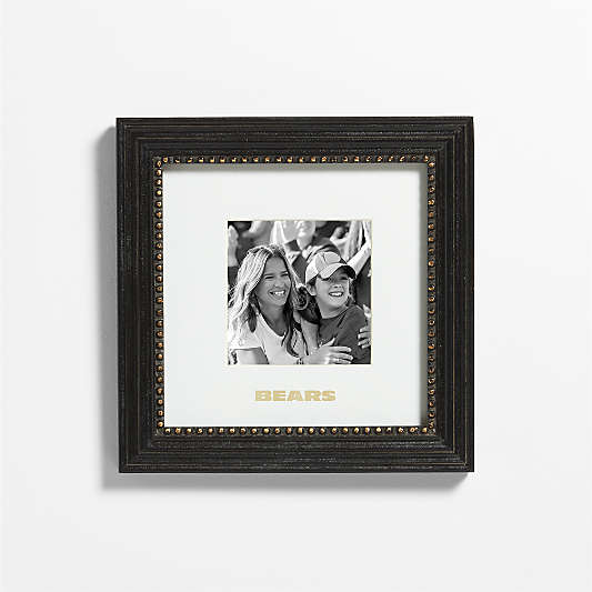 NFL Chicago Bears Belgium Black with Gold Bead Wood 5x5 Wall Picture Frame