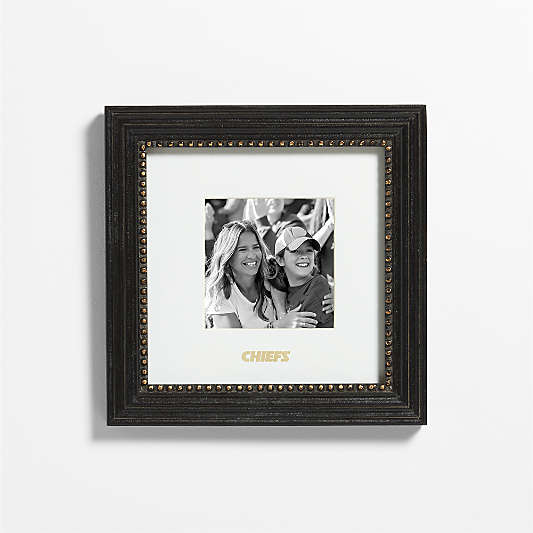 NFL Kansas City Chiefs Belgium Black with Gold Bead Wood 5x5 Wall Picture Frame