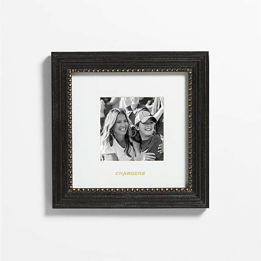 NFL Los Angeles Chargers Belgium Black with Gold Bead Wood 5x5 Wall Picture Frame
