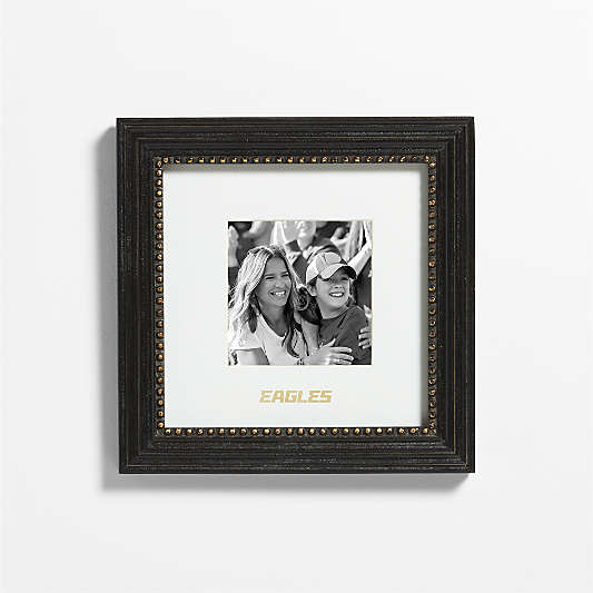 NFL Miami Dolphins Belgium Black with Gold Bead Wood 5x5 Wall Picture Frame