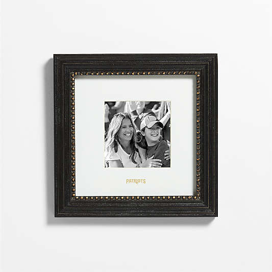 NFL New England Patriots Belgium Black with Gold Bead Wood 5x5 Wall Picture Frame