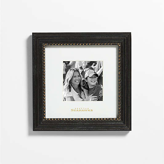 NFL Seattle Seahawks Belgium Black with Gold Bead Wood 5x5 Wall Picture Frame