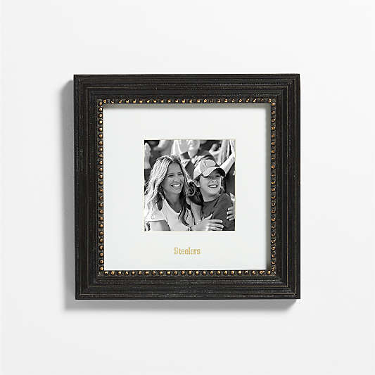 NFL Pittsburgh Steelers Belgium Black with Gold Bead Wood 5x5 Wall Picture Frame