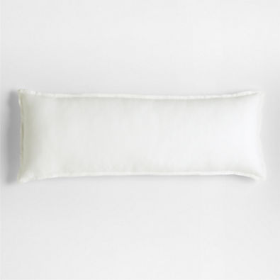 View Crisp White Belgian Flax Linen 54"x20" Body Pillow with Feather Insert details