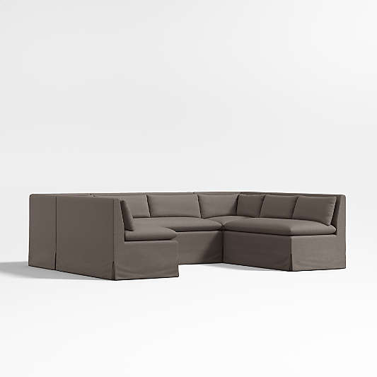 Belmar Grey Slipcovered U-Shaped Loveseat Dining Banquette