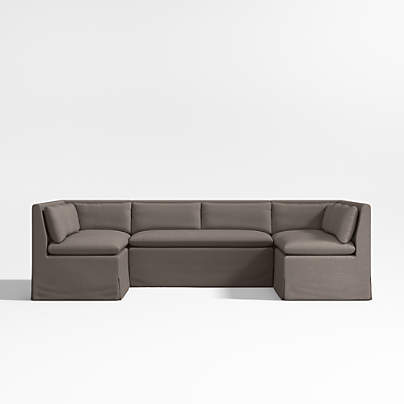 Belmar Grey U-Shaped Triple Loveseat Dining Banquette