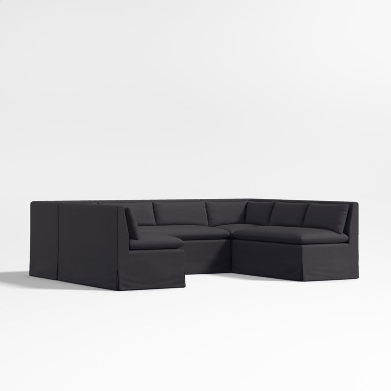 Belmar Midnight Grey U-Shaped Triple Loveseat Dining Banquette