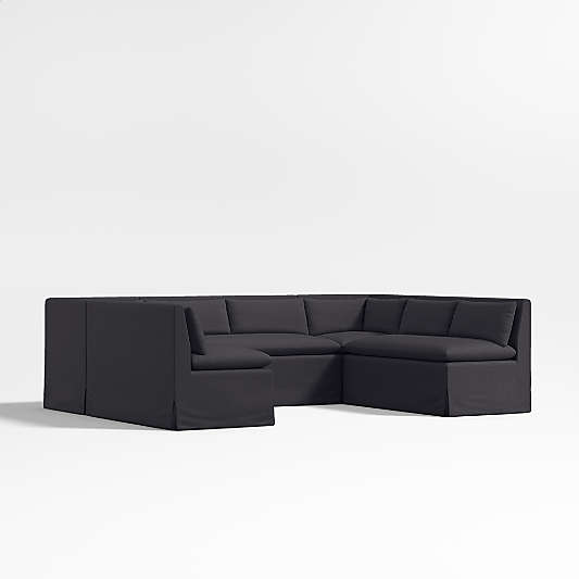 Belmar Midnight Slipcovered U-Shaped Loveseat Dining Banquette